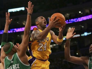 Kobe Bryant played like an MVP against the Boston Celtics on Christmas Day. (GETTY IMAGES)