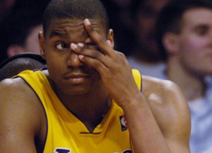 Andrew Bynum contributed six points and six rebounds in the Lakers 105-103 victory in Game 1. (