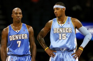 Chauncey Billups and Carmelo Anthony combined to score 61 points for Denver in Game 2 in Los Angeles. (GETTY IMAGES)