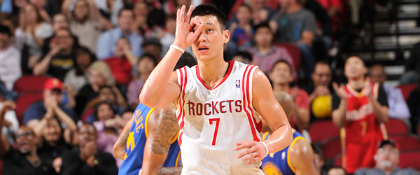 Jeremy Lin celebrates one of his five 3-pointers during a 140-109 win over the Warriors. (GETTY IMAGES)
