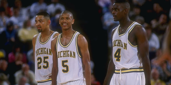 Juwan Howard, Jalen Rose, and Chris Webber led Michigan to two straight appearances in the Final Four. (GETTY IMAGES)