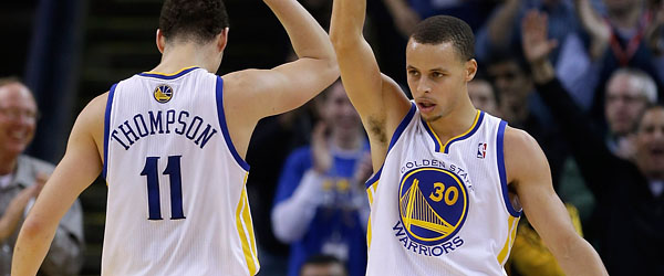 Klay Thompson and Steph Curry combined for 383 3-point shots during the 2012-13 season. (GETTY IMAGES)