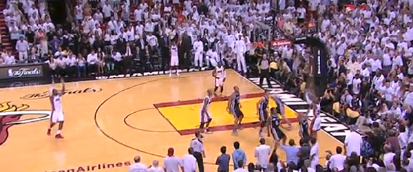 Ray Allen's 3-point shot from the corner with 5.2 seconds left sends the game into overtime.
