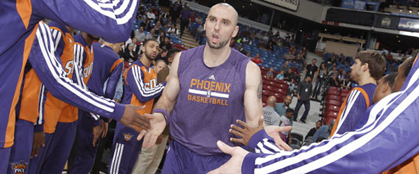 Marcin Gortat saw his numbers decline after an injury-plagued 2012-13 season with the Phoenix Suns. (GETTY IMAGES)