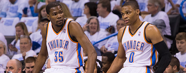 Kevin Durant and Russell Westbrook fell short again in the NBA playoffs. (GETTY IMAGES)
