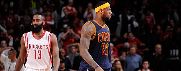 Who is the real King James? Harden is challenging LeBron for the MVP. (GETTY IMAGES)