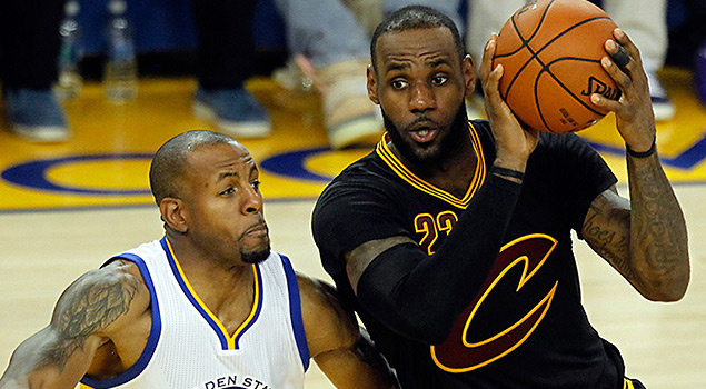 LeBron James and Andre Iguodala battle in Game 7 of the 2016 NBA Finals. (REUTERS)